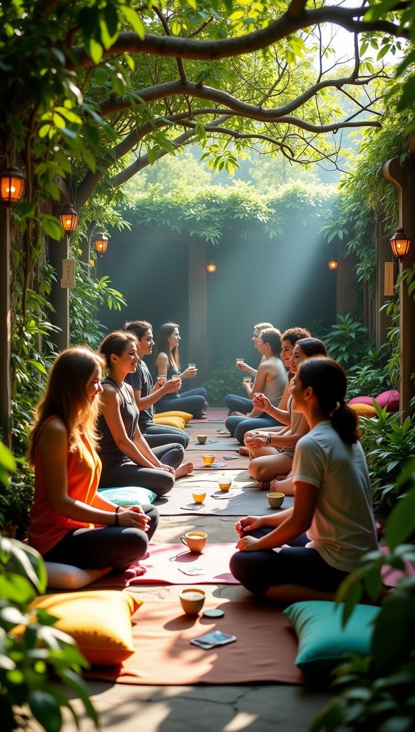 Γιόγκι που απολαμβάνει το τσάι του στο ηλιοβασίλεμα